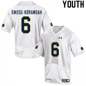 Notre Dame Fighting Irish Youth Jeremiah Owusu-Koramoah #6 White Under Armour Authentic Stitched College NCAA Football Jersey WCJ3599QU